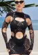 Women Solid High Neck Patchwork Ripped Long Sleeve Sexy Dress