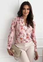 Women Printed long sleeve v-neck shirt