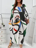 Plus Size Women Casual Long Sleeve Dress