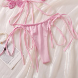 Women Flower Halter Neck Lace-Up Backless Lingerie Set