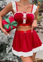 Christmas Clothes Holiday Night Club Three-Piece Women Skirt Set