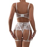 Lace See-Through Pearl Bow Sexy Lingerie Four-Piece Set