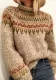 Women's Winter Sweater Half Turtleneck Pullover Print Sweater