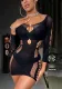 Sexy Beaded Lingerie Women's Bright Diamond Hollow Fishnet Tight Fitting Bodycon Night Dress
