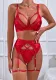 Red Valentine's Day Christmas Party Sexy Lingerie Three Or Four-Piece Set