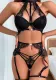 Sexy Bra Set Sexy Lace Hollow Steel Ring Gathered Halter Neck Three-Piece Lingerie