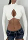 Women's Solid Color Long Sleeve T-Shirt High Collar Hollow Trend Top