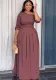 Slash Shoulder Slim Waist Elastic Pleated Long Dress