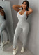 Autumn And Winter Women's Clothing Patchwork U-Neck Sleeveless Tight Fitting Jumpsuit