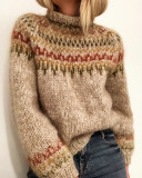 Women's Winter Sweater Half Turtleneck Pullover Print Sweater