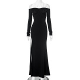 Women contrast Halter Neck Bodycon Elegant Fishtail Maxi Dress