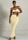 Women sexy Strapless braided shoulder-baring split Top and Maxi Skirt two-piece set