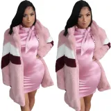 Women Winter Plush Patchwork Warm Jacket