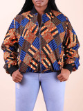 Plus Size Women Long Sleeve Print Jacket