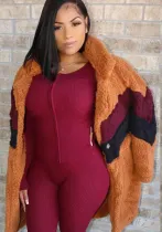 Women Winter Plush Patchwork Warm Jacket