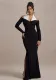 Women contrast Halter Neck Bodycon Elegant Fishtail Maxi Dress