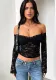 Autumn Women's Fashion Sexy Slim Fit Lace Off Shoulder Long Sleeve Short Tops