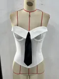 Strapless Tie Solid Color Women Vest