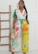 Women's Printed Short Sleeve Casual High Waist Wide Leg Fashion Jumpsuit