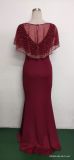 Bride Cape Solid Sleeveless V-Neck Long Mermaid Wedding Evening Dress Two Piece Set