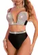 Metallic Rhinestone Underwear Bra Set