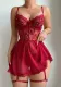 Sexy Lingerie Lace See-Through Temptation Nightdress Thong Two-Piece Set