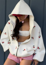 Women Cherry Printed Sports Hoodies