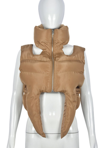 Women winter hollow irregular sleeveless vest