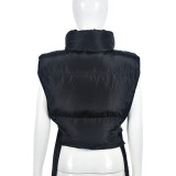 Women winter lace zipper sleeveless vest