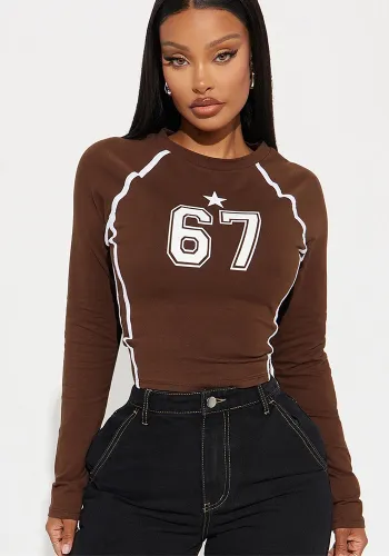 Women autumn sports elastic printed long-sleeved Top