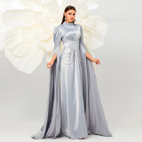 Women Long Sleeve Elegant Round Neck Long Formal Party Evening Dress