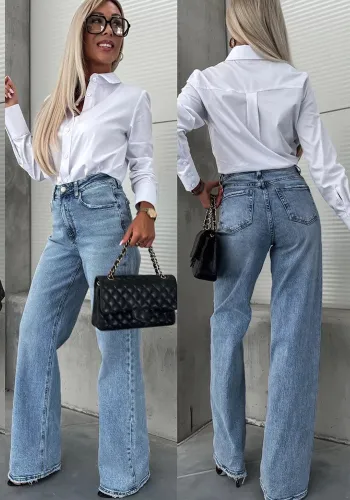 Ladies High Waist Elastic Denim Trousers