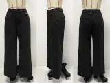 Fashion Chic Button Sleeveless Vest Wide Leg Denim Pants Two Piece Set