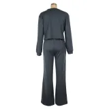 Women's Autumn And Winter Sportswear Long Sleeve Round Neck Top Pants Two Piece Set