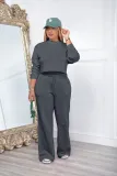 Women's Autumn And Winter Sportswear Long Sleeve Round Neck Top Pants Two Piece Set