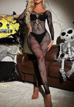 Halloween Sexy Body Stockings Bow Hollow Sexy Temptation Jumpsuit