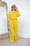 Women's Autumn And Winter Sportswear Long Sleeve Round Neck Top Pants Two Piece Set