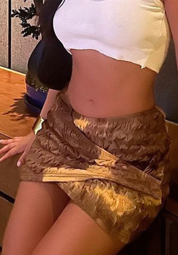 Autumn Women Tie-Dye Irregular Bodycon Mini Skirt