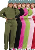 Women's Autumn And Winter Sportswear Long Sleeve Round Neck Top Pants Two Piece Set