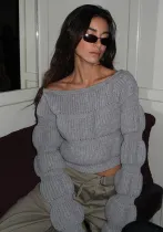 Women autumn and winter knitting Casual long-sleeved Crop sweater