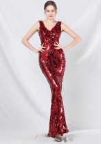 Plus Size Women Sequin Formal Party Maxi Evening Dress