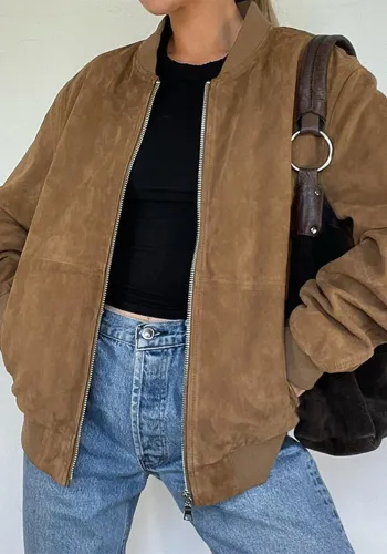 Women autumn and winter American Cargo zipper jacket