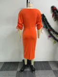 Women pleated split stretch bodycon dress