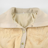 Autumn Winter Women's Solid Color Turndown Collar Single-Breasted Fur Patchwork Long Sleeve Women Jacket Coat