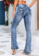 Embroidered Denim Trousers Fashionable Denim Flared Pants