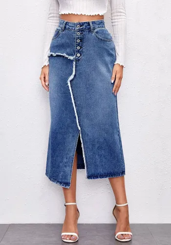 Women's Fashionable Slim Irregular Slit Denim Shorts