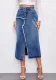 Women's Fashionable Slim Irregular Slit Denim Shorts