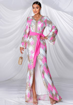 Saudi Arabian Clothing V-Neck Sequin Muslim Evening Dress Women's Clothing