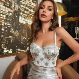 Snowflake Christmas Strap Bra Short Vest Sexy Tank Top