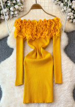 Autumn Winter Off Shoulder Women's Bodycon Knitting Dress